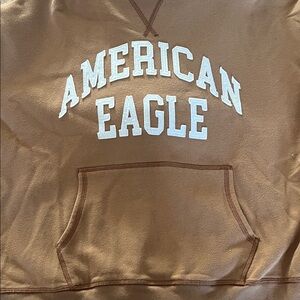 American Eagle Outfitters Brown Hoodie with White Logo